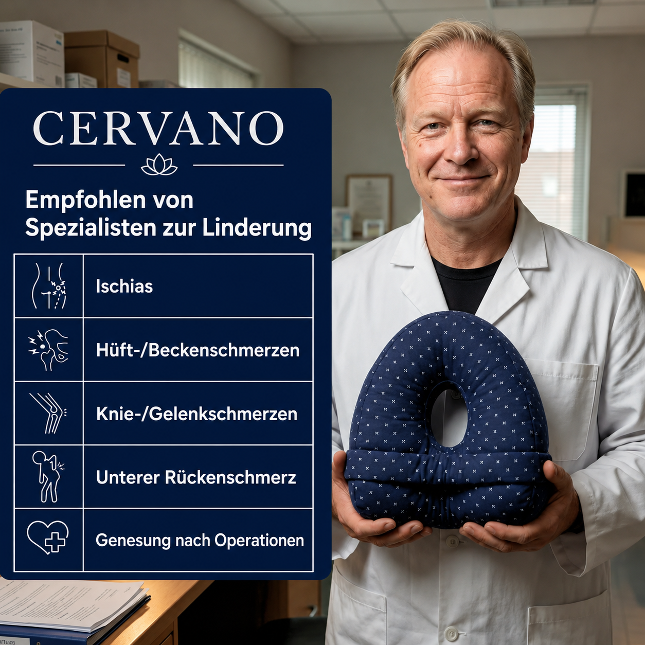 Cervano - Das Kniekissen für Schmerzfreien Schlaf